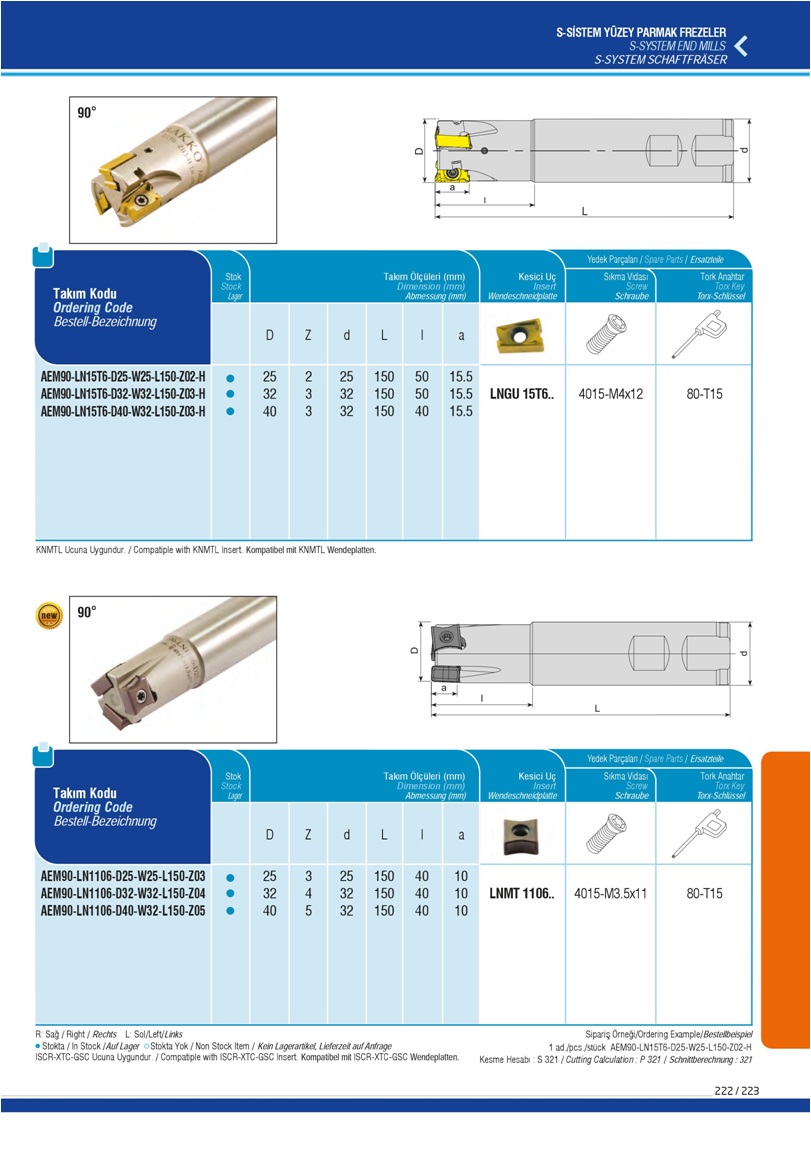 S-SYSTEM END MILLS-LNGU15T6..-LNMT1106