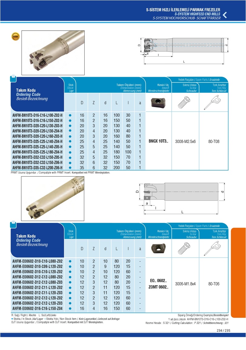 -SYSTEM HIGHFEED END MILLS-BNGX10T3..-EO..0602-ZOMT 0602..