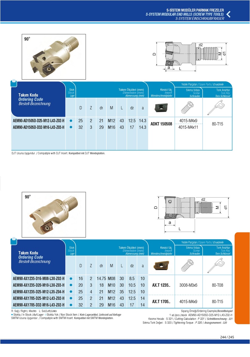S-SYSTEM MODULAR END MILLS (SCREW TYPE TOOLS)-AO1236..-ADKT 150508