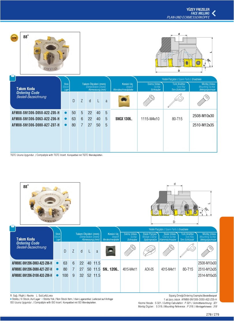FACE MILLING- SNGX 1306..- SN.. 1206..