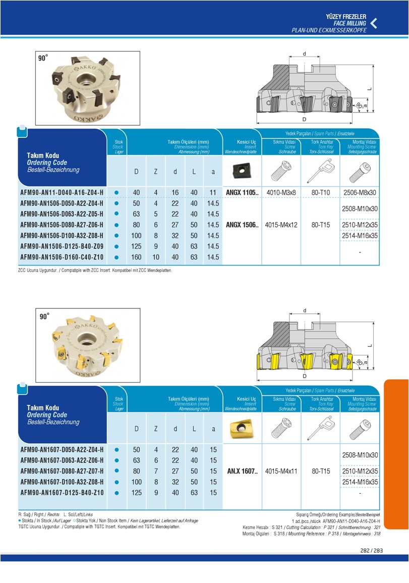 FACE MILLING- ANGX 1105..- ANGX 1506..-AN.X 1607..