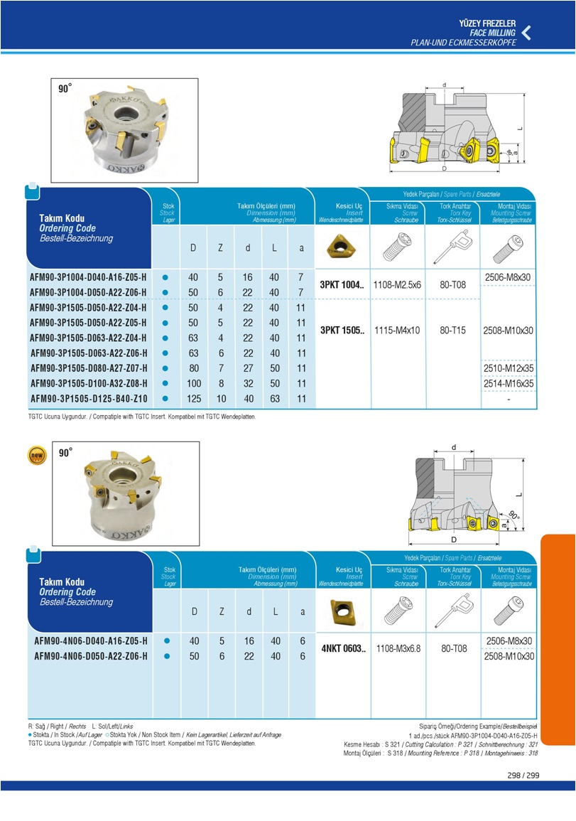 FACE MILLING- 3PKT 1004..- 3PKT 1505..- 4NKT 0603..