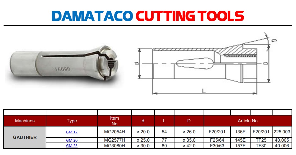 Collets trục chính Cho máy Tiện GAUTHIER