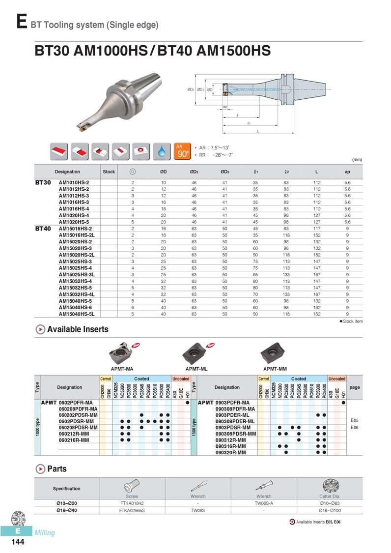 BT30 AM1000HS / BT40 AM1500HS,BT30,BT40,APMT