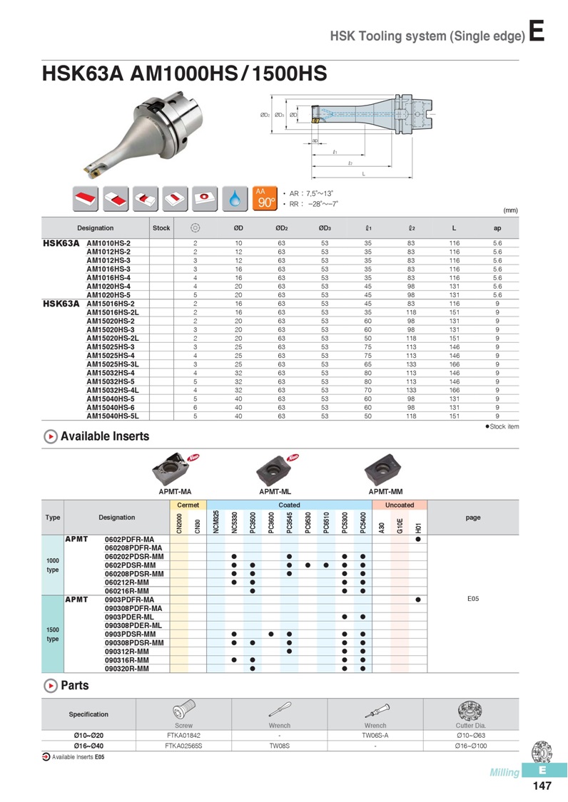 HSK63A AM1000HS / 1500HS,HSK63A,APMT