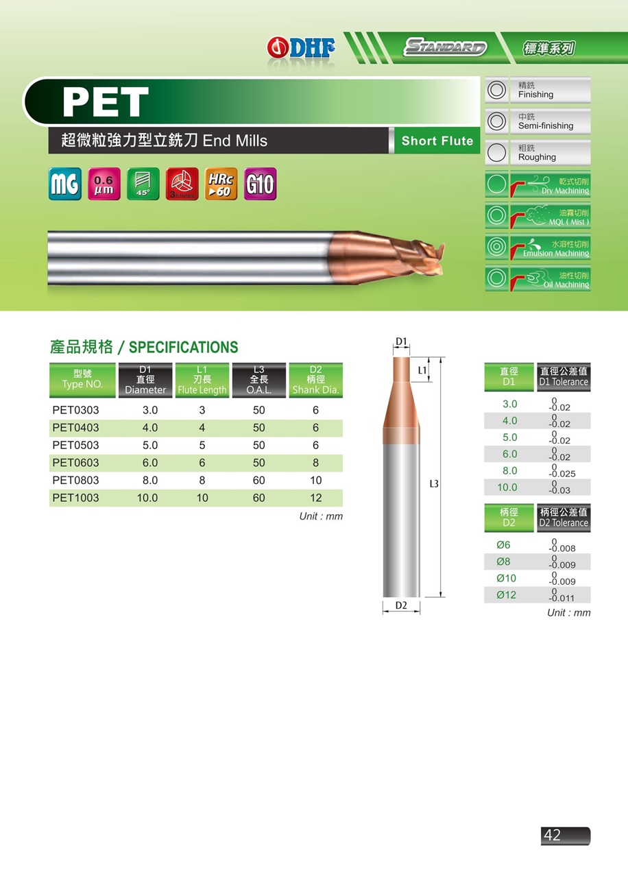 Endmill DHF : PET
