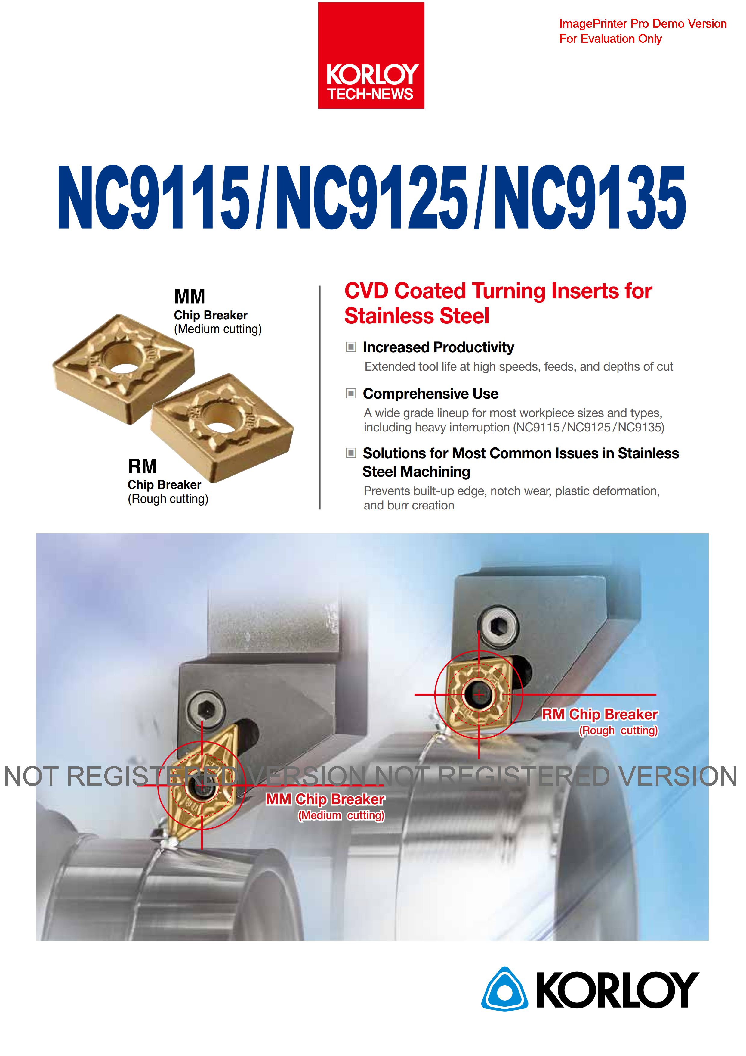 Dao tiện INOX Korloy NC9115 , NC9125 , NC9135