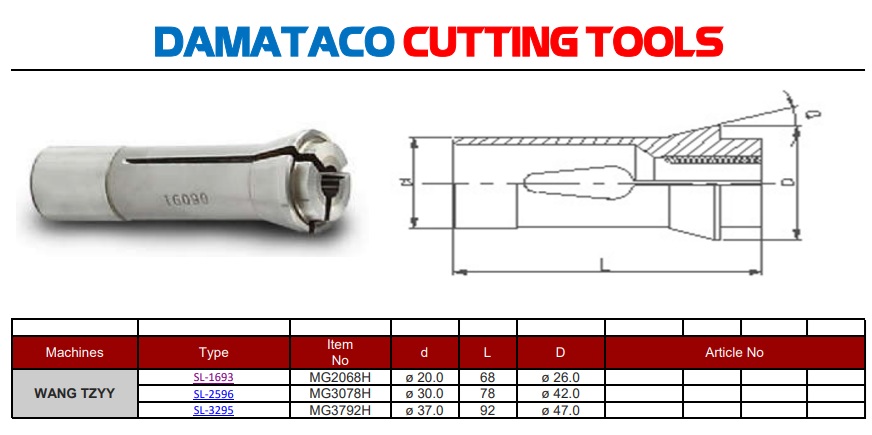 Collets trục chính Cho máy Tiện WANG TZYY